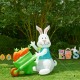 Glitzhome 72.75"L Easter Lighted Bunny Wheel Barrow Inflatable Decor