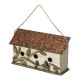 Glitzhome 15.75"L Oversized Washed White Distressed Solid Wood Cottage Birdhouse with 3D Tree and Bird