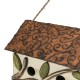 Glitzhome 15.75"L Oversized Washed White Distressed Solid Wood Cottage Birdhouse with 3D Tree and Bird