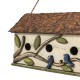 Glitzhome 15.75"L Oversized Washed White Distressed Solid Wood Cottage Birdhouse with 3D Tree and Bird