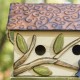 Glitzhome 15.75"L Oversized Washed White Distressed Solid Wood Cottage Birdhouse with 3D Tree and Bird