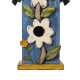 Glitzhome 13.75"H Washed Blue Two-Tiered Distressed Solid Wood Birdhouse with 3D Flowers