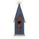 Glitzhome 13.25"H Retro Blue Distressed Solid Wood Birdhouse