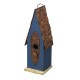 Glitzhome 13.25"H Retro Blue Distressed Solid Wood Birdhouse