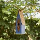 Glitzhome 13.25"H Retro Blue Distressed Solid Wood Birdhouse