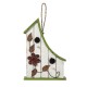 Glitzhome 13"H Washed White Distressed Solid Wood Birdhouse with Green Roof