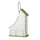 Glitzhome 13"H Washed White Distressed Solid Wood Birdhouse with Green Roof