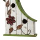 Glitzhome 13"H Washed White Distressed Solid Wood Birdhouse with Green Roof