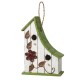 Glitzhome 13"H Washed White Distressed Solid Wood Birdhouse with Green Roof