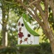 Glitzhome 13"H Washed White Distressed Solid Wood Birdhouse with Green Roof