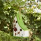 Glitzhome 13"H Washed White Distressed Solid Wood Birdhouse with Green Roof