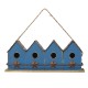 Glitzhome 17"L Retro Blue Distressed Solid Wood Birdhouse with Perch