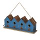 Glitzhome 17"L Retro Blue Distressed Solid Wood Birdhouse with Perch