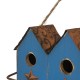 Glitzhome 17"L Retro Blue Distressed Solid Wood Birdhouse with Perch