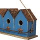 Glitzhome 17"L Retro Blue Distressed Solid Wood Birdhouse with Perch