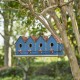 Glitzhome 17"L Retro Blue Distressed Solid Wood Birdhouse with Perch