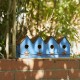 Glitzhome 17"L Retro Blue Distressed Solid Wood Birdhouse with Perch