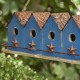 Glitzhome 17"L Retro Blue Distressed Solid Wood Birdhouse with Perch