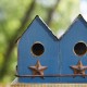 Glitzhome 17"L Retro Blue Distressed Solid Wood Birdhouse with Perch