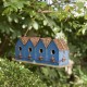 Glitzhome 17"L Retro Blue Distressed Solid Wood Birdhouse with Perch