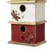 Glitzhome 13.75"H Multicolored Three-Tiered Distressed Solid Wood Birdhouse