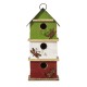 Glitzhome 13.75"H Multicolored Three-Tiered Distressed Solid Wood Birdhouse