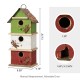 Glitzhome 13.75"H Multicolored Three-Tiered Distressed Solid Wood Birdhouse