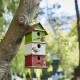 Glitzhome 13.75"H Multicolored Three-Tiered Distressed Solid Wood Birdhouse