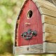 Glitzhome 8.5"H Washed Red Distressed Solid Wood Birdhouse