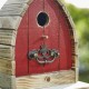 Glitzhome 8.5"H Washed Red Distressed Solid Wood Birdhouse