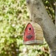 Glitzhome 8.5"H Washed Red Distressed Solid Wood Birdhouse