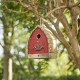 Glitzhome 8.5"H Washed Red Distressed Solid Wood Birdhouse