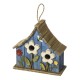 Glitzhome 10.5"H Distressed Solid Wood Birdhouse with 3D Flowers