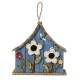 Glitzhome 10.5"H Distressed Solid Wood Birdhouse with 3D Flowers