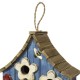 Glitzhome 10.5"H Distressed Solid Wood Birdhouse with 3D Flowers