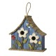 Glitzhome 10.5"H Distressed Solid Wood Birdhouse with 3D Flowers