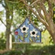 Glitzhome 10.5"H Distressed Solid Wood Birdhouse with 3D Flowers