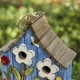 Glitzhome 10.5"H Distressed Solid Wood Birdhouse with 3D Flowers