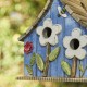 Glitzhome 10.5"H Distressed Solid Wood Birdhouse with 3D Flowers