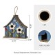 Glitzhome 10.5"H Distressed Solid Wood Birdhouse with 3D Flowers