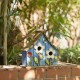 Glitzhome 10.5"H Distressed Solid Wood Birdhouse with 3D Flowers