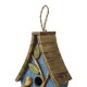 Glitzhome 12.5"H Distressed Solid Wood Birdhouse with 3D Leaves