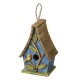 Glitzhome 12.5"H Distressed Solid Wood Birdhouse with 3D Leaves