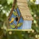 Glitzhome 12.5"H Distressed Solid Wood Birdhouse with 3D Leaves