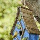 Glitzhome 12.5"H Distressed Solid Wood Birdhouse with 3D Leaves