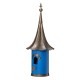 Glitzhome 32"H Retro Blue Metal Pagoda Birdhouse with Bronze Roof