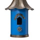 Glitzhome 32"H Retro Blue Metal Pagoda Birdhouse with Bronze Roof