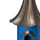 Glitzhome 32"H Retro Blue Metal Pagoda Birdhouse with Bronze Roof