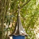 Glitzhome 32"H Retro Blue Metal Pagoda Birdhouse with Bronze Roof