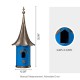 Glitzhome 32"H Retro Blue Metal Pagoda Birdhouse with Bronze Roof